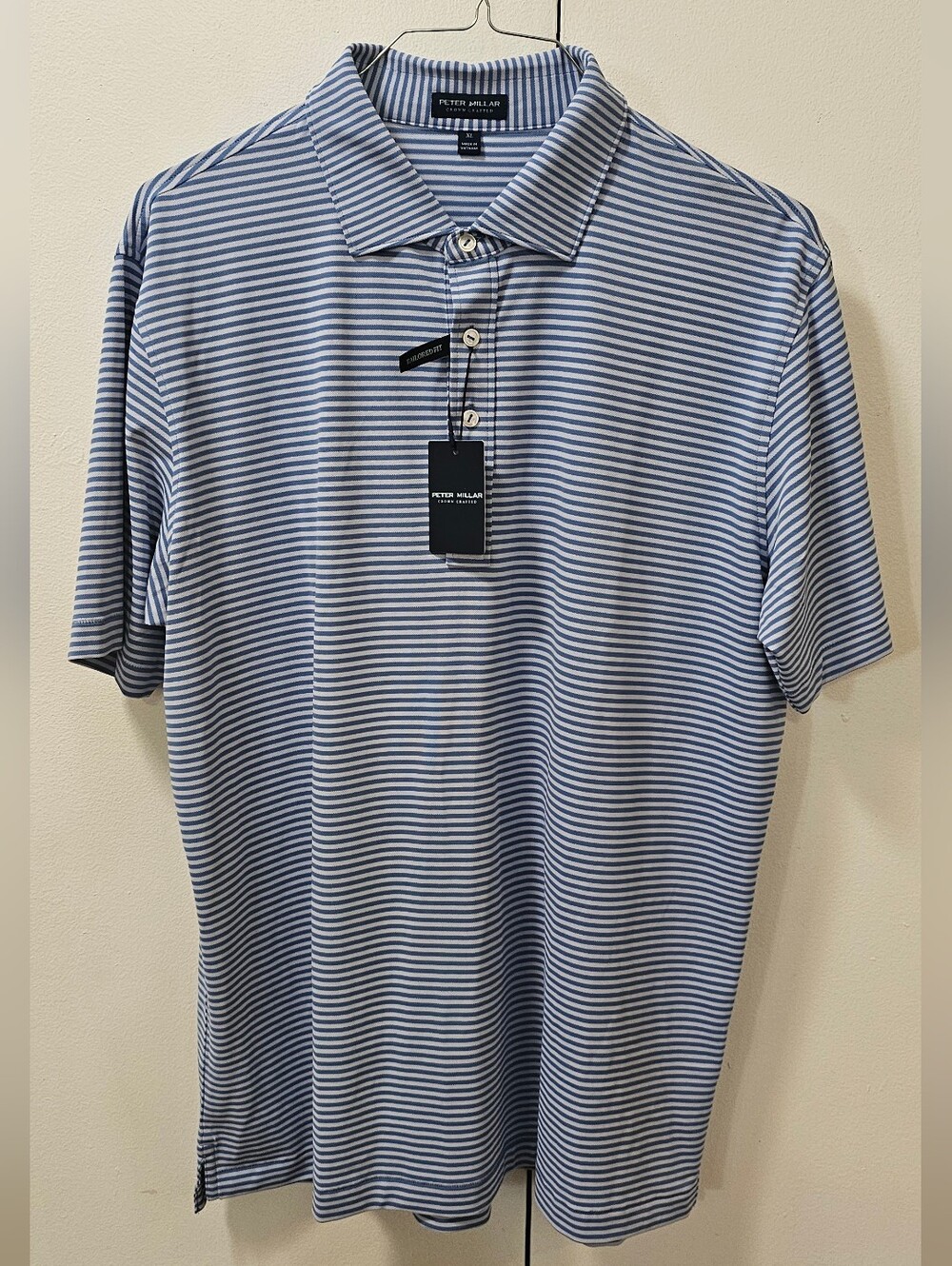 Peter Millar Mens Tailored Fit Mood Performance Mesh Polo BROOK BLUE Size XL